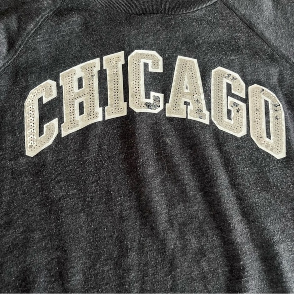 Victoria's Secret Small Pink Chicago Silver Sequin LS Gray Top Chi Town Pullover - Picture 2 of 10